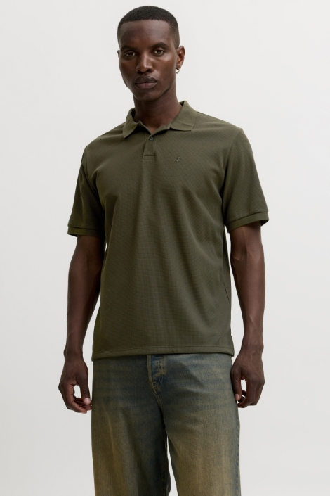 Jack & Jones groene heren polo | Model vooraanzicht