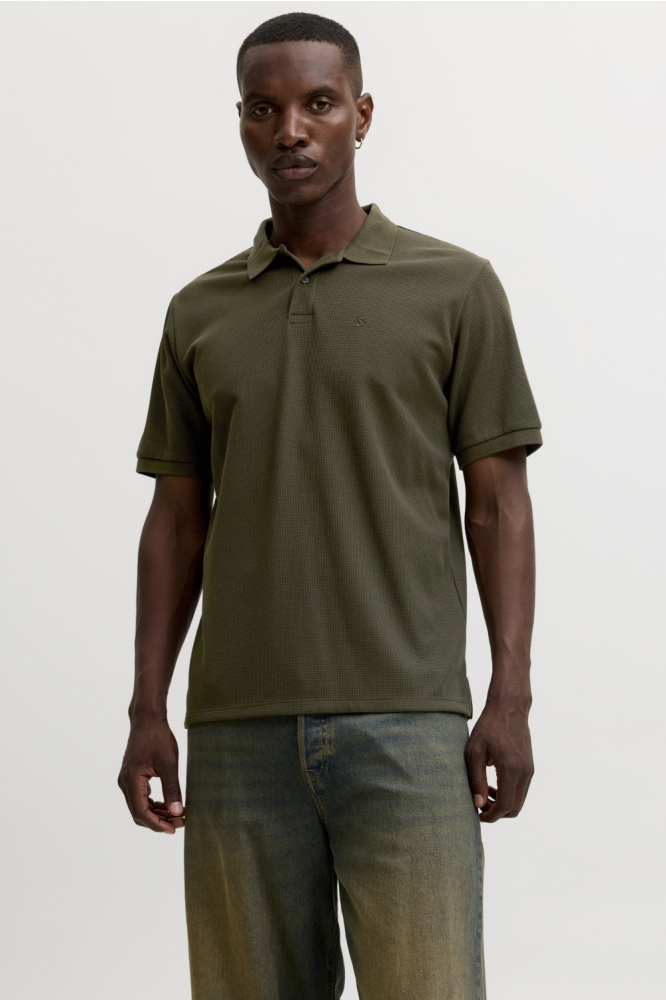 Jack & Jones groene heren polo | Model vooraanzicht