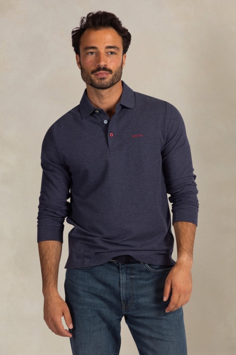 NZA blauwe heren polo | Model vooraanzicht