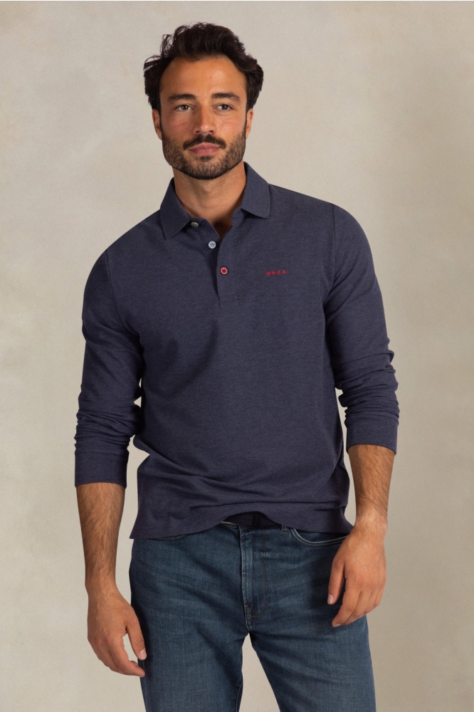 NZA blauwe heren polo | Model vooraanzicht
