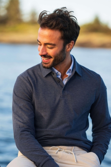 NZA Polo POLO LONG SLEEVE 26GN202 OXFORD NAVY MELANGE
