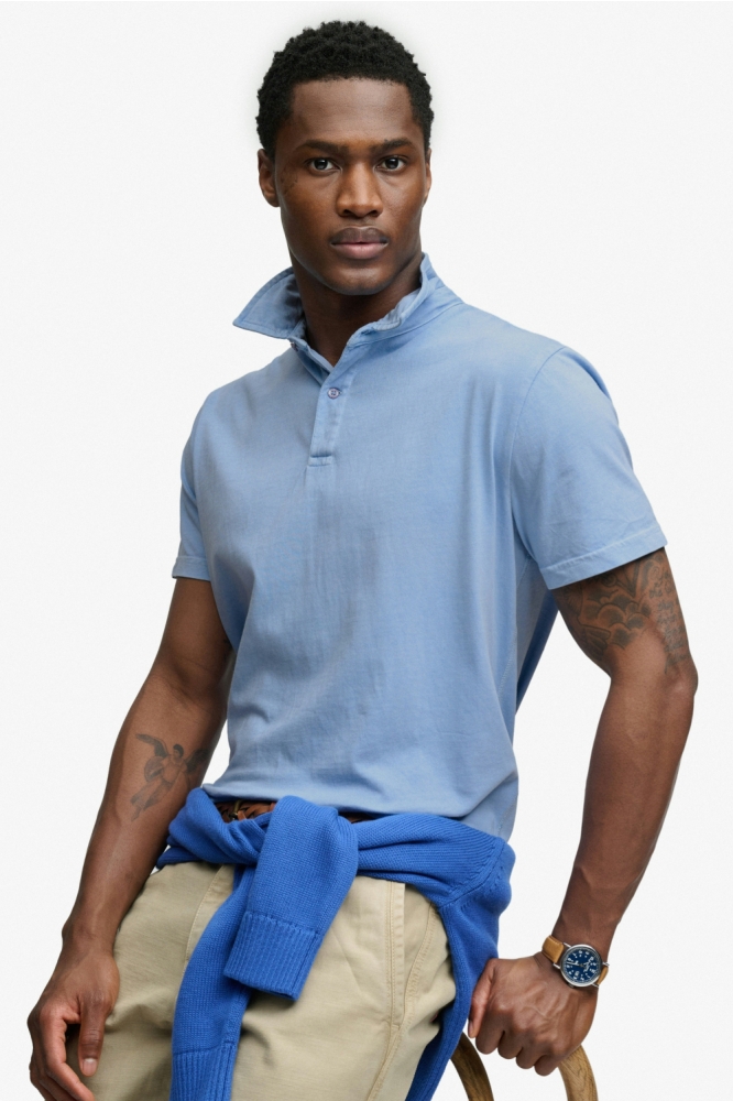 Superdry blauwe heren polo | Model vooraanzicht