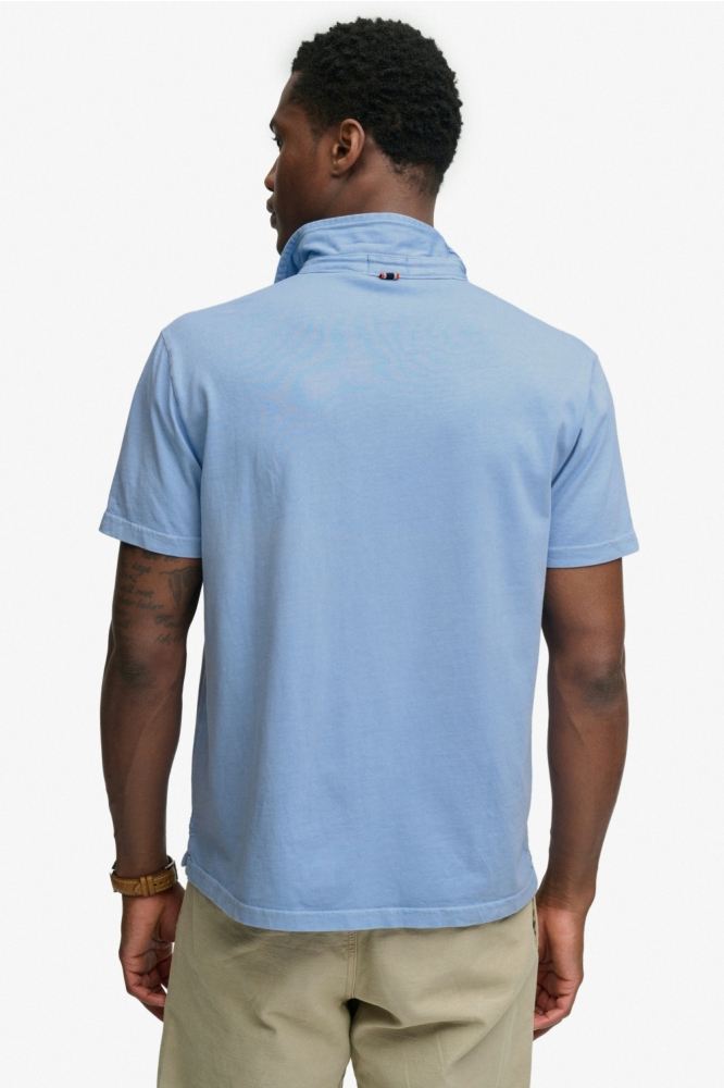 Superdry blauwe heren polo | Model achteraanzicht