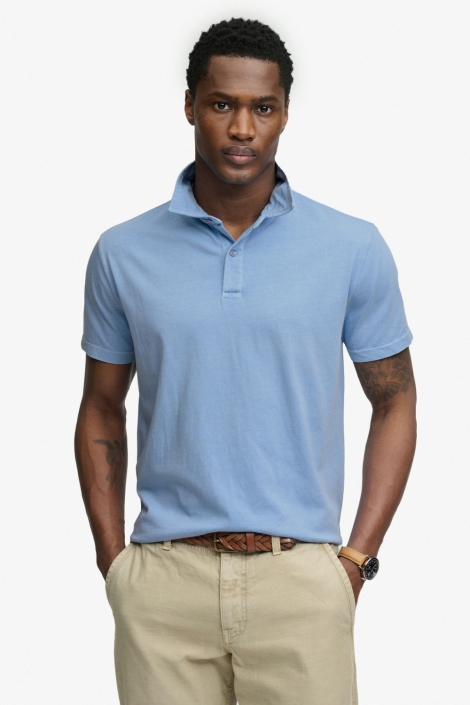 Superdry blauwe heren polo | Model vooraanzicht