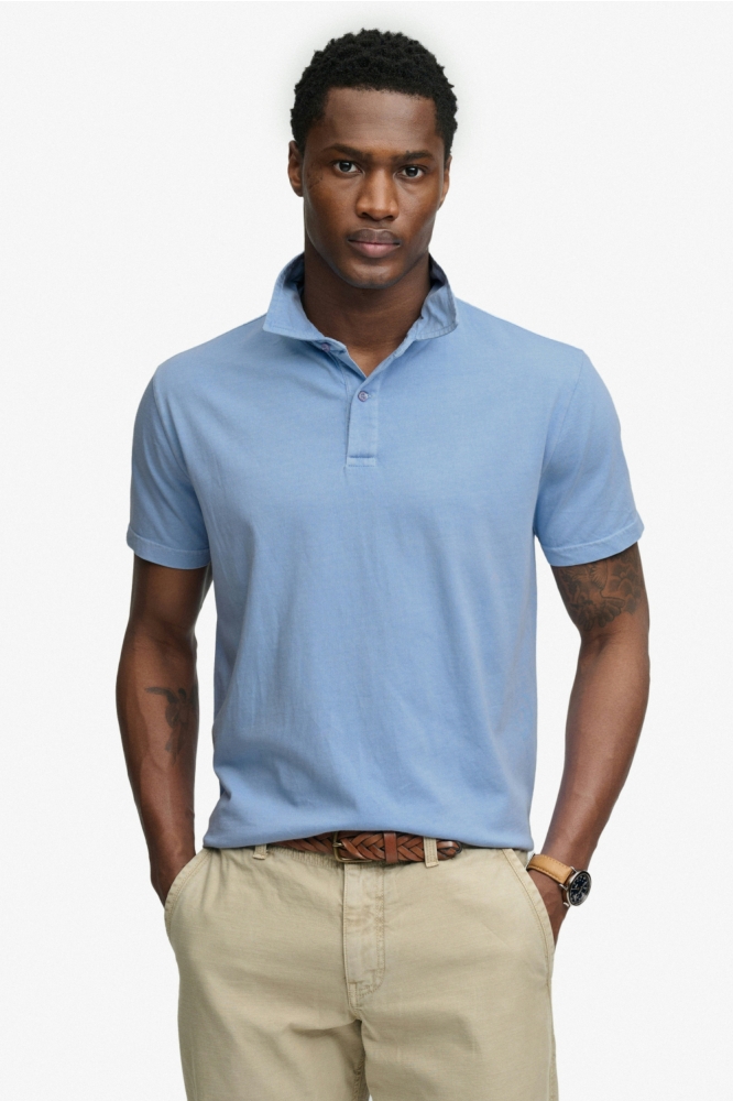 Superdry blauwe heren polo | Model vooraanzicht