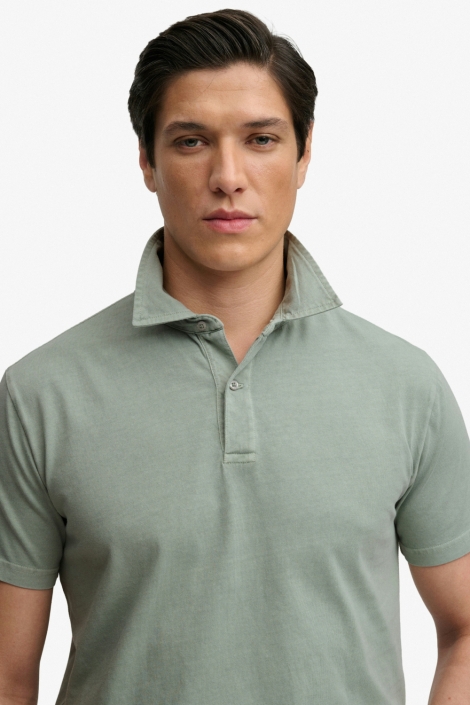 Superdry groene heren polo | Close up