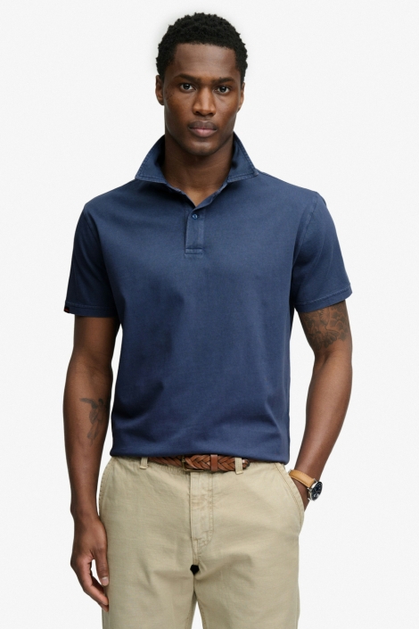 Superdry blauwe heren polo | Model vooraanzicht