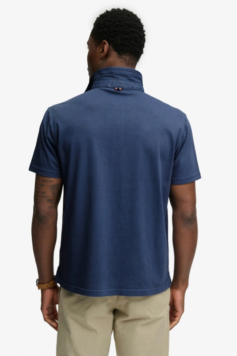 Superdry blauwe heren polo | Model achteraanzicht