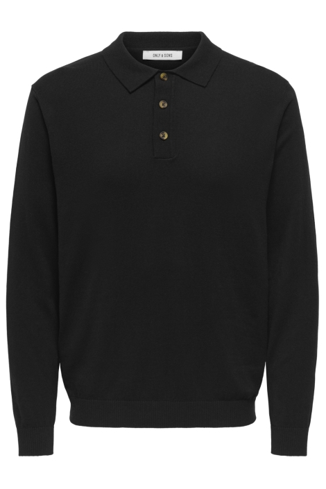 Only & Sons zwarte heren polo | Vooraanzicht