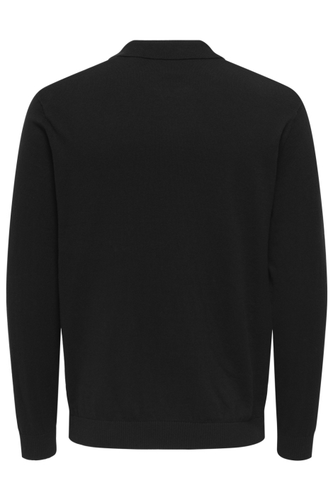 Only & Sons zwarte heren polo | Achteraanzicht