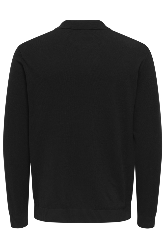 Only & Sons zwarte heren polo | Achteraanzicht