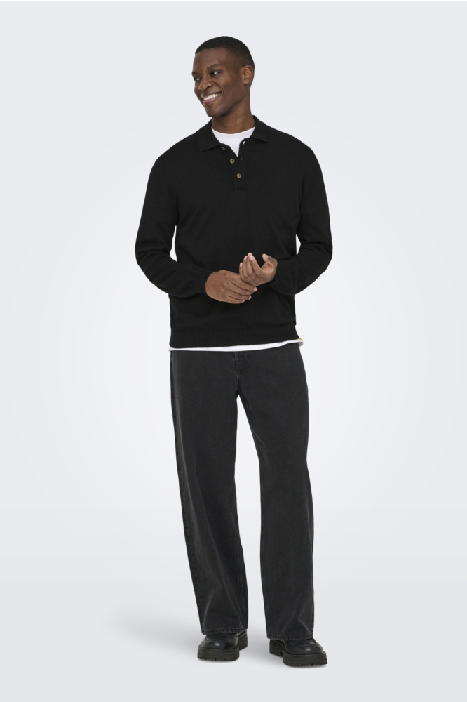 Only & Sons zwarte heren polo | Model