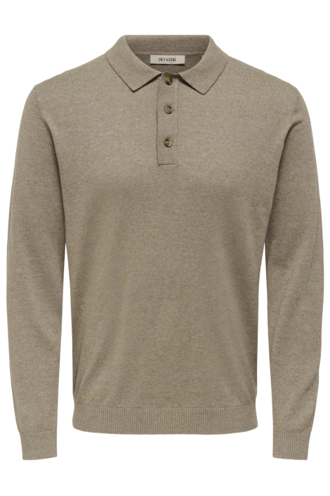 Only & Sons taupe heren polo | Vooraanzicht