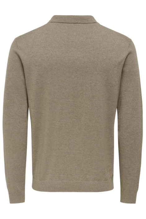 Only & Sons taupe heren polo | Achteraanzicht