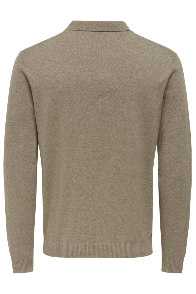 Only & Sons taupe heren polo | Achteraanzicht