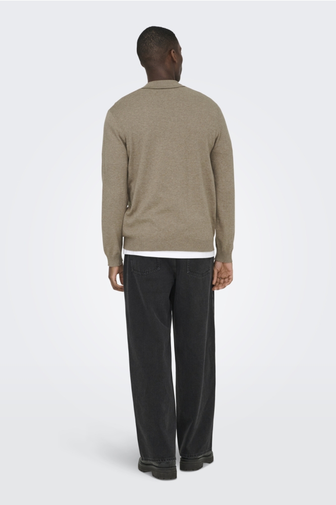 Only & Sons taupe heren polo | Model