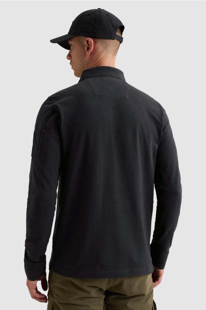 PME legend blauwe heren polo | Model achteraanzicht
