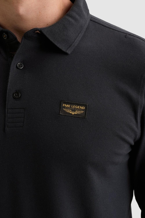 PME legend blauwe heren polo | Close up