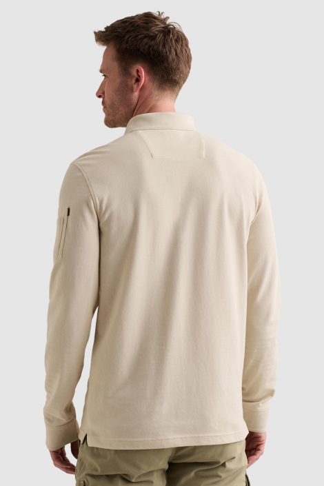 PME legend ecru heren polo | Model achteraanzicht