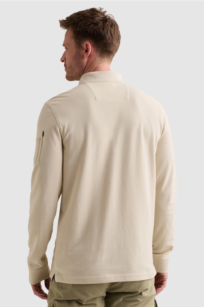 PME legend ecru heren polo | Model achteraanzicht