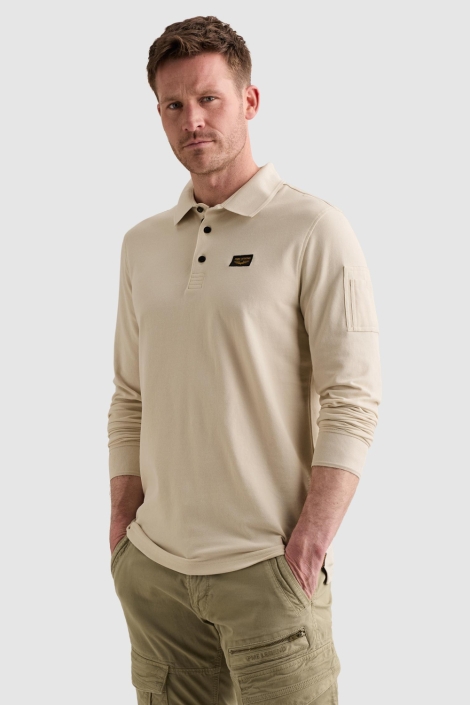 PME legend ecru heren polo | Close up