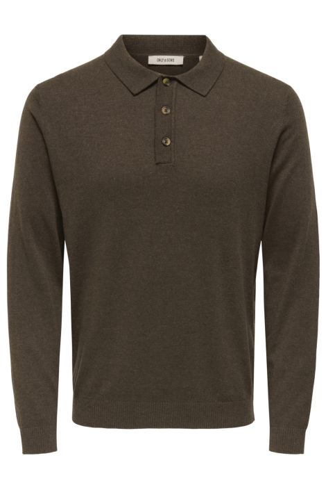 Only & Sons bruine heren polo | Vooraanzicht