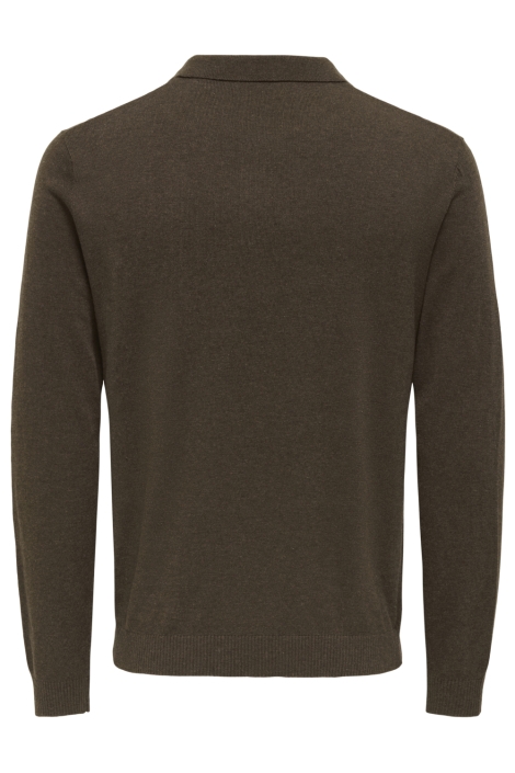 Only & Sons bruine heren polo | Achteraanzicht