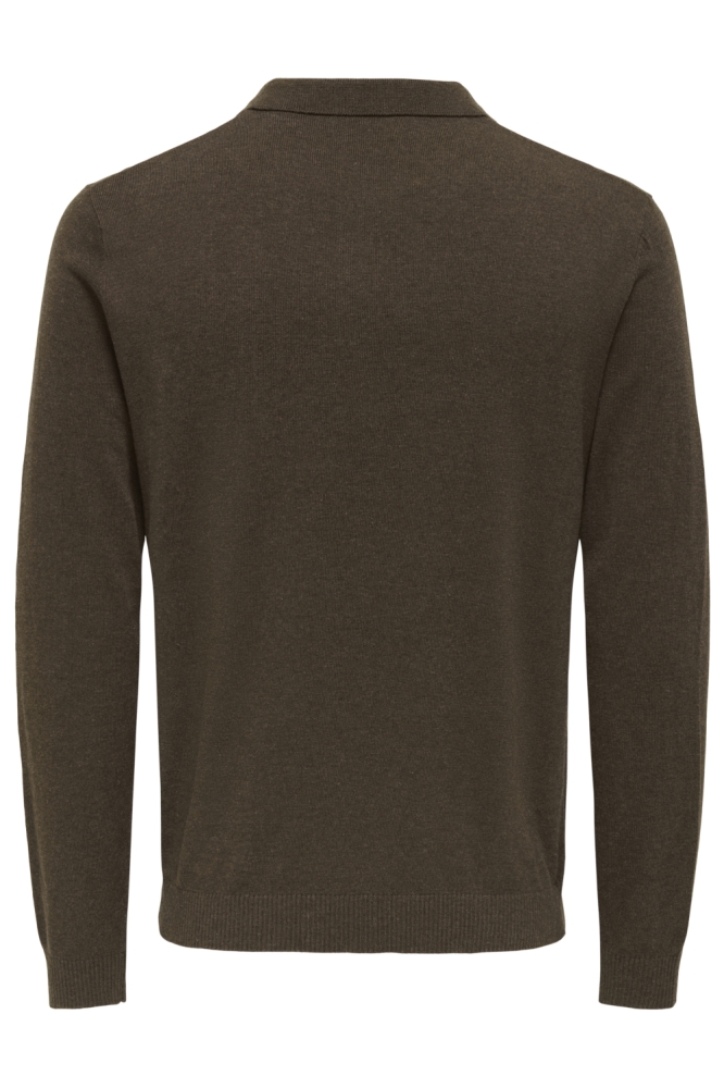 Only & Sons bruine heren polo | Achteraanzicht