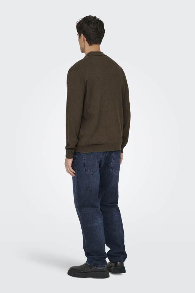 Only & Sons bruine heren polo | Model