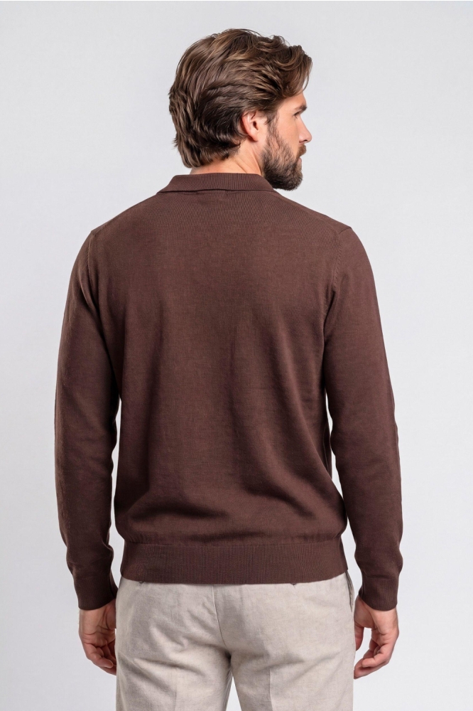Campbell bruine heren polo | Model vooraanzicht