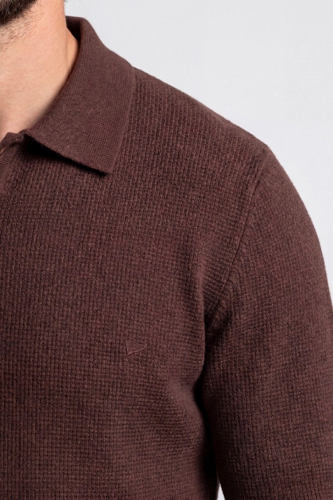 Campbell bruine heren polo | Close up