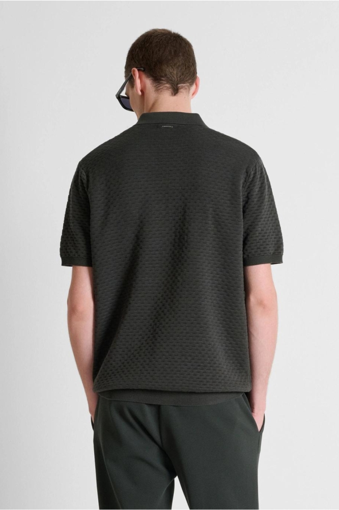 Antony Morato groene heren polo | Model achteraanzicht