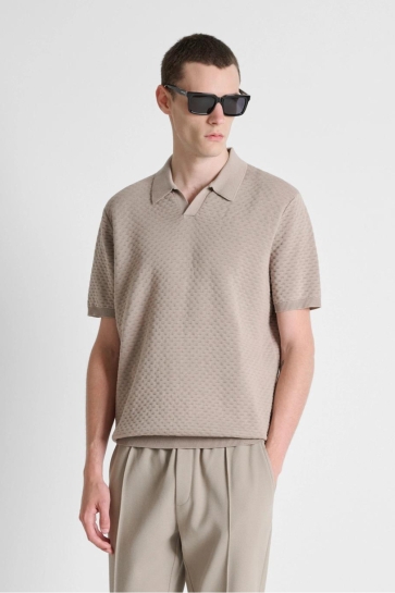 Antony Morato sweater polo short sleeve Taupe