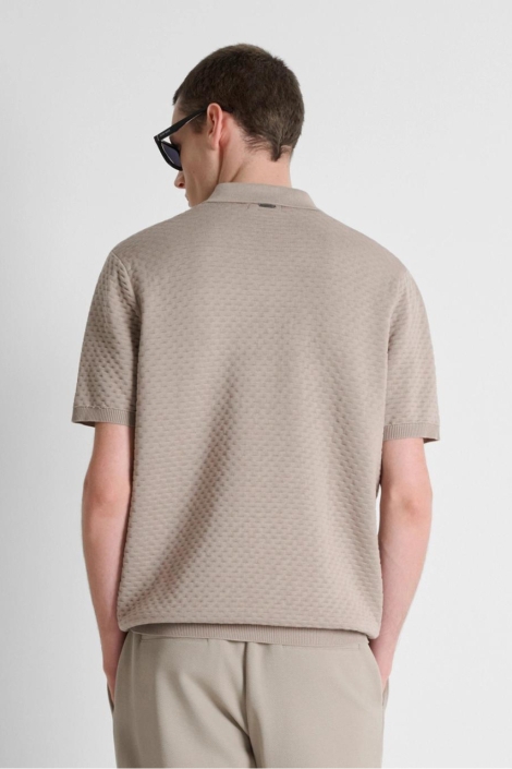 Antony Morato taupe heren polo | Model achteraanzicht