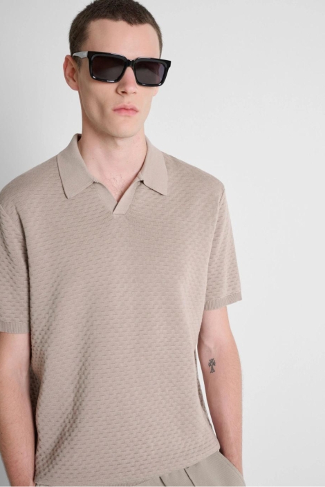 Antony Morato taupe heren polo | Close up