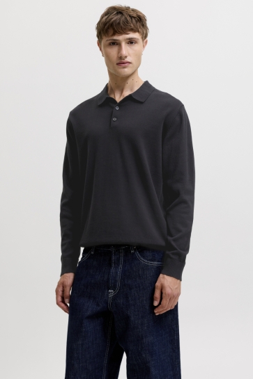 Jack & Jones Polo JJEBASIC KNIT LS POLO SN 12298384 Black