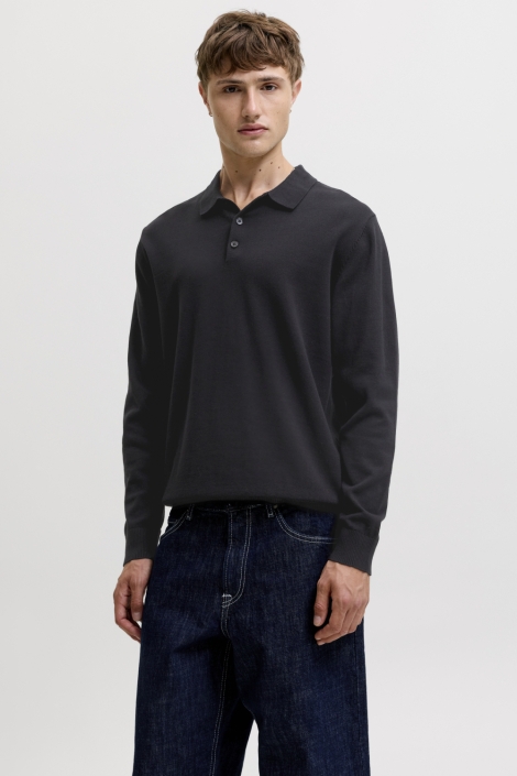 Jack & Jones zwarte heren polo | Model vooraanzicht
