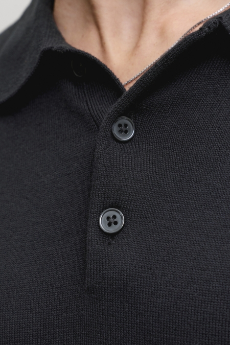 Jack & Jones zwarte heren polo | Close up