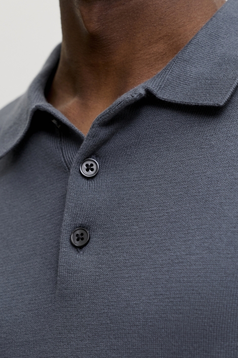 Jack & Jones grijze heren polo | Close up
