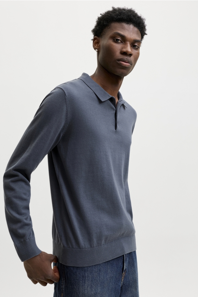 Jack & Jones grijze heren polo | Model zijaanzicht