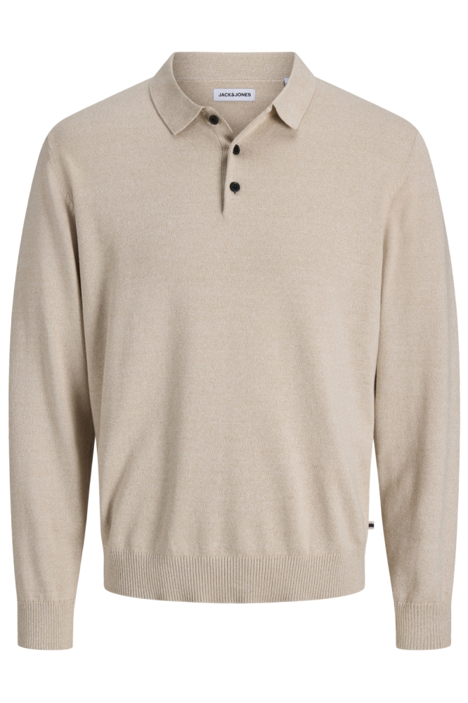 Jack & Jones beige heren polo | Vooraanzicht