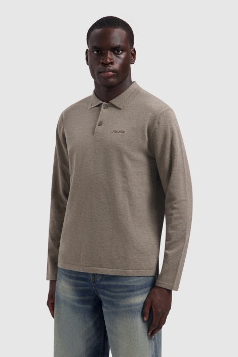 Pure Path taupe heren polo | Model vooraanzicht