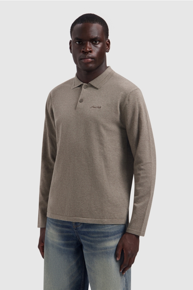 Pure Path taupe heren polo | Model vooraanzicht