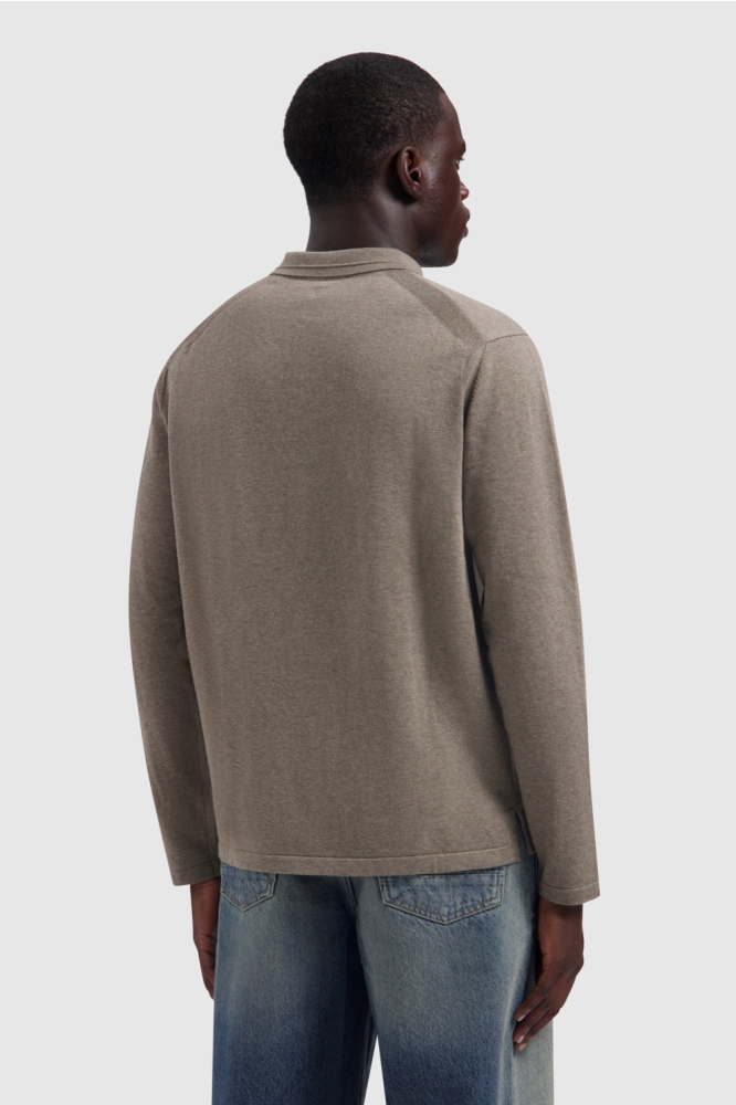 Pure Path taupe heren polo | Model achteraanzicht