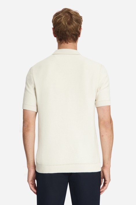 NO-EXCESS ecru heren polo | Model achteraanzicht