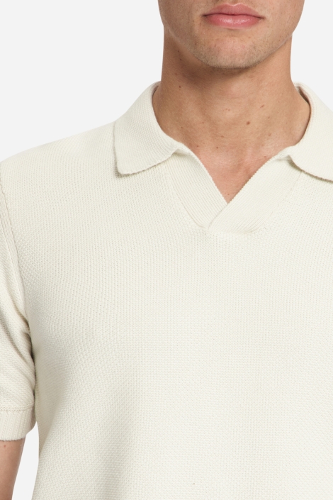NO-EXCESS ecru heren polo | Close up