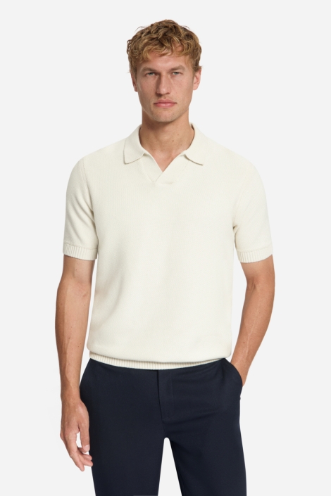 NO-EXCESS ecru heren polo | Model vooraanzicht
