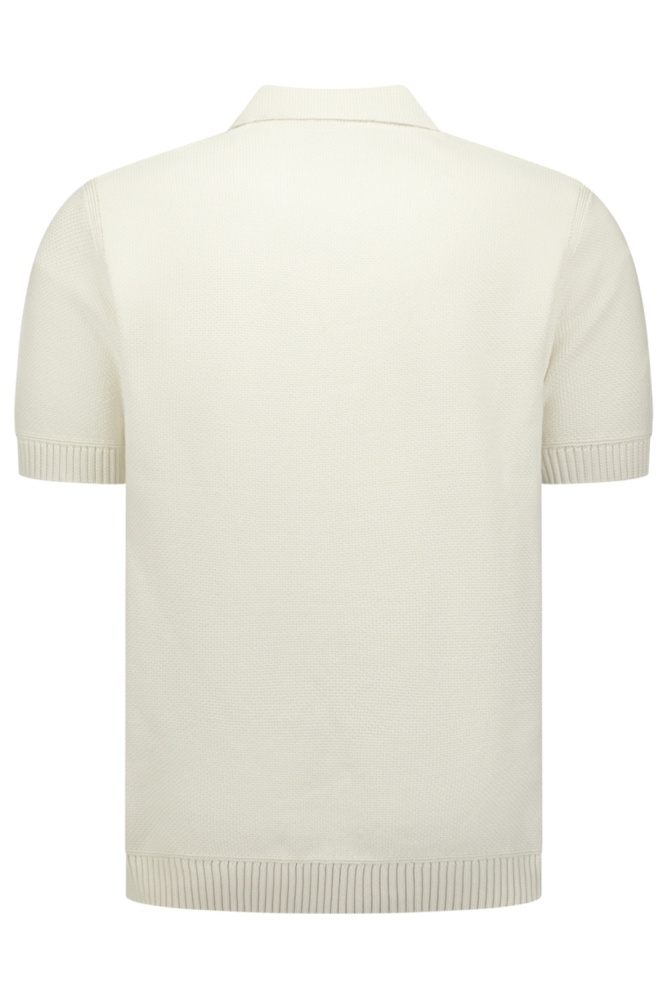 NO-EXCESS ecru heren polo | Achteraanzicht