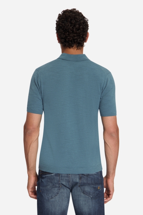 NO-EXCESS blauwe heren polo | Model achteraanzicht