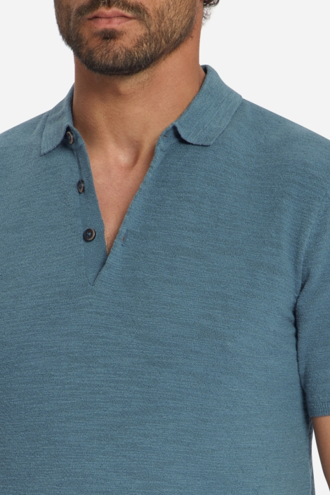 NO-EXCESS blauwe heren polo | Close up